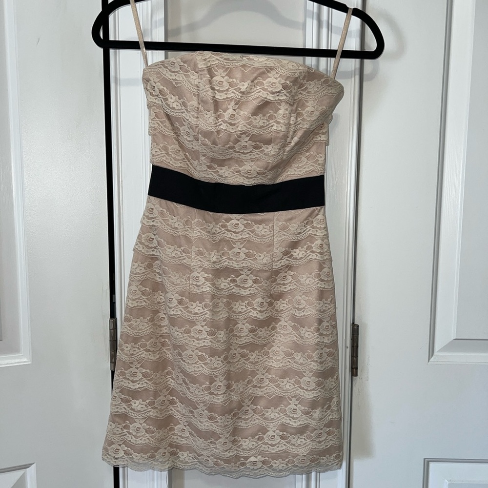 H&M Strapless Lace Dress - Cream and Black